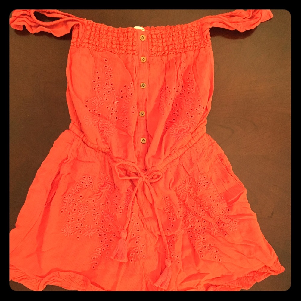Red American Eagle XS Off Shoulder Romper